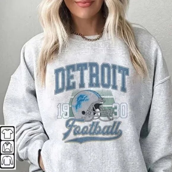 Detroit Football 1930 Sweatshirt, Graphic Retro Sport Crewneck Detroit shirt - Picture 1 of 4